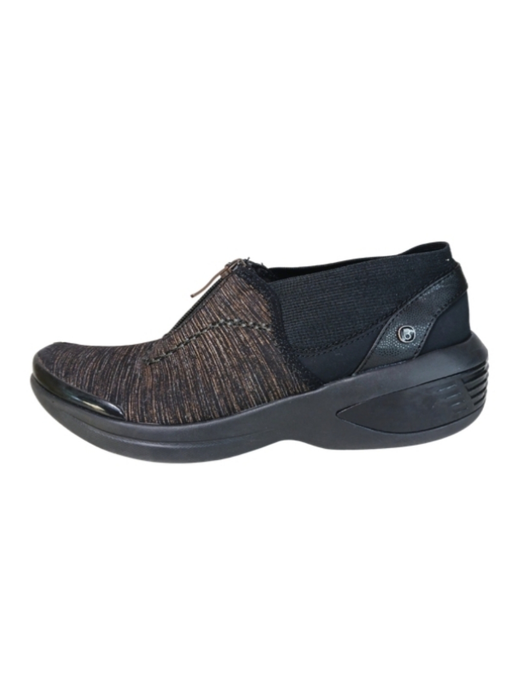 Bzees Sneakers Women's 8 Black Fabric Zip Casual Walking Washable Shoes